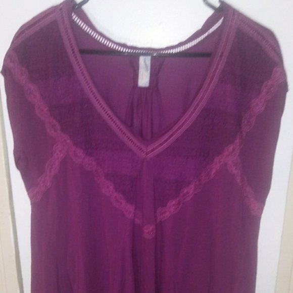 Free People NWOT Purple Plum Lace Blouse Sz XS - Picture 3 of 7